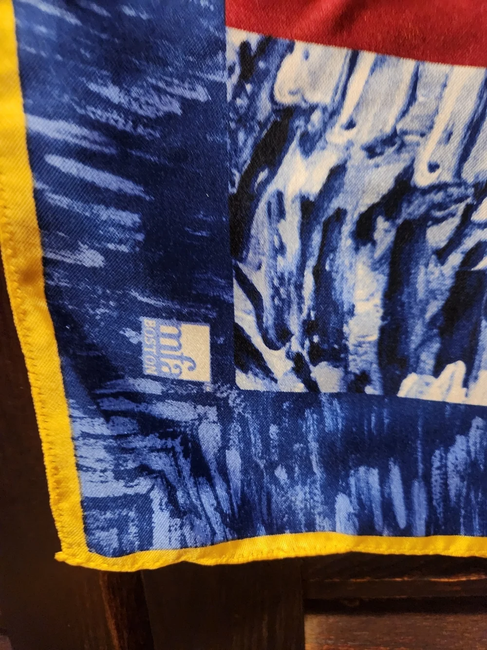 Colorblock Silk Scarf in Blue, Yellow & Red